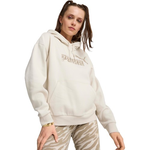 Puma Ess+ Animal Hoodie FL women's sweatshirt, white, 681492 87