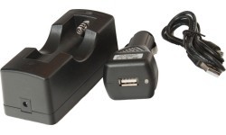 Yate automašīnas lādētājs Li-ion 18650 baterijām ar USB kabeli