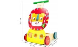 Wooden pusher educational trolley "Lion" with blocks and sorter