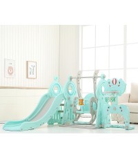 Детская горка с качелями, баскетбольным кольцом и футбольными воротами inSPORTline Multino 5 в 1 - Green