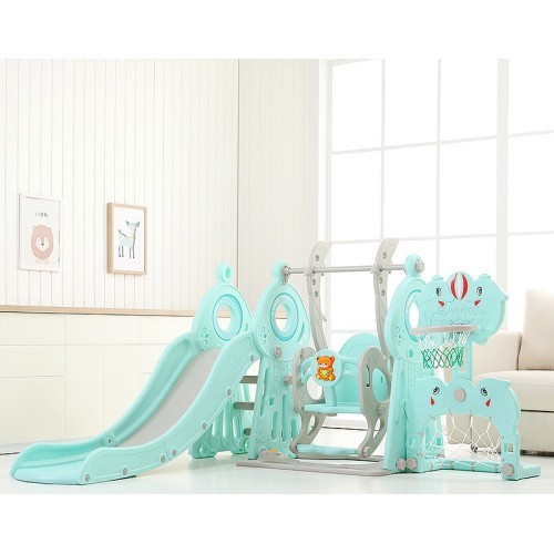 Children’s Slide with Swing, Basketball Hoop & Soccer Goal inSPORTline Multino 5-in-1 - Green