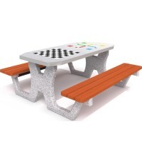 Concrete Table for Chess - Checkers / Ludo Game Inter-Play 02