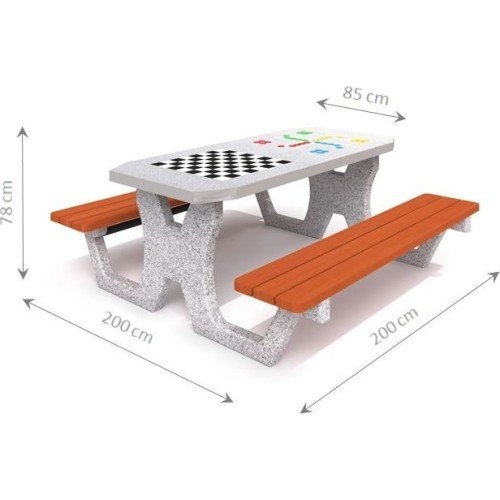 Concrete Table for Chess - Checkers / Ludo Game Inter-Play 02