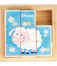 Развивающие деревянные кубики-пазл Ecotoys Zoo