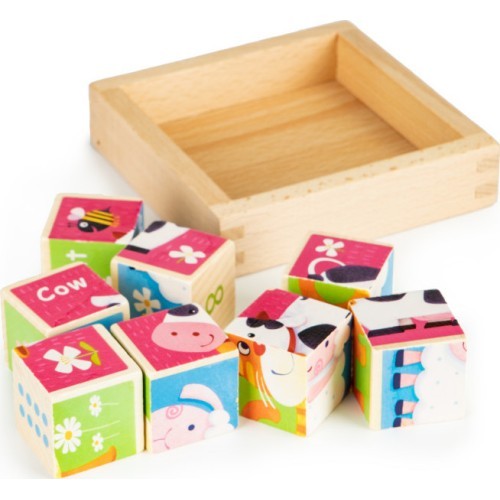 Izglītojošie koka klucīši puzle Ecotoys Zoo