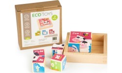 Izglītojošie koka klucīši puzle Ecotoys Zoo