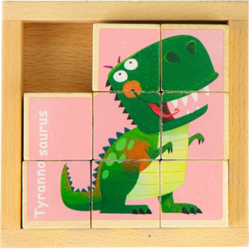 Развивающие деревянные кубики-пазл Ecotoys Dino
