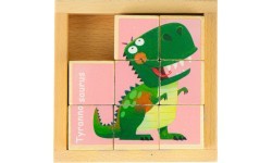 Развивающие деревянные кубики-пазл Ecotoys Dino