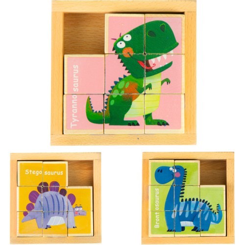 Izglītojoši koka klucīši puzle Ecotoys Dino