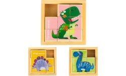 Izglītojoši koka klucīši puzle Ecotoys Dino