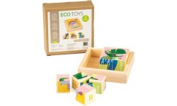 Развивающие деревянные кубики-пазл Ecotoys Dino