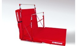COMPACT ASYMMETRIC BARS - FOLDING FEET - WITH TRANSPORT TROLLEYS AND FOLDING MAT