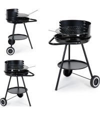 Dārza apaļais grils ar regulējamu režģa augstumu