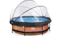 Baseins EXIT Wood ø300 x 76 cm ar jumtiņu un filtru