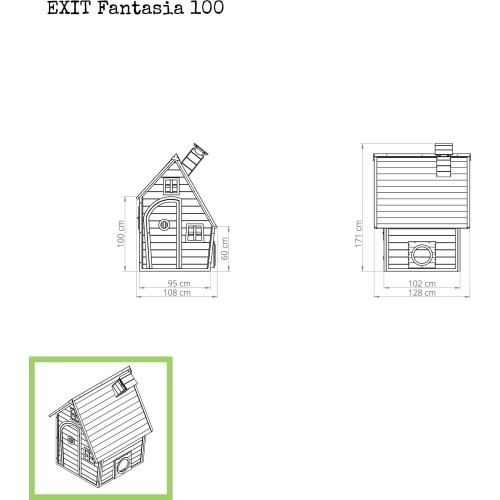 Koka rotaļu namiņš EXIT Fantasia 100 - Zaļš