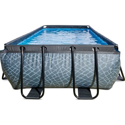 EXIT Stone pool 400x200 cm with sand filter pump - grey Framed pool Rectangular 7020 L