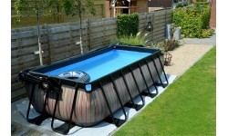 EXIT Stone pool 400x200 cm with sand filter pump - grey Framed pool Rectangular 7020 L