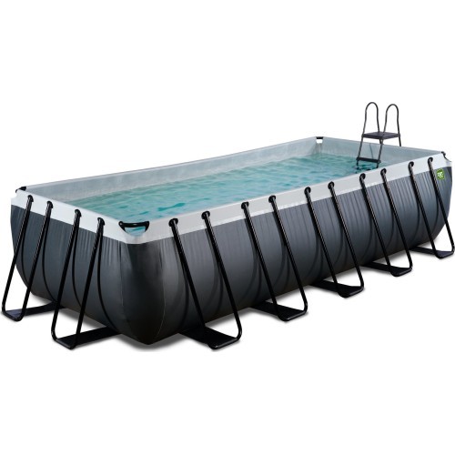 EXIT Black Leather baseins 540x250x122 cm ar filtra sūkni – melns