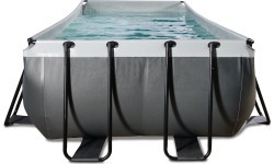 EXIT Black Leather baseins 540x250x122 cm ar filtra sūkni – melns