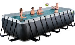 EXIT Black Leather baseins 540x250x122 cm ar filtra sūkni – melns
