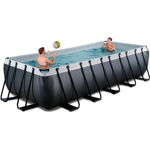 EXIT Black Leather baseins 540x250x122 cm ar filtra sūkni – melns