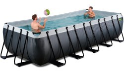 EXIT Black Leather baseins 540x250x122 cm ar filtra sūkni – melns