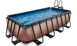 EXIT Wood pool 400x200x100cm with filter pump - brown