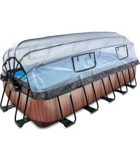 Бассейн EXIT Wood 540x250x122 см с куполом и песочным фильтр-насосом, коричневый