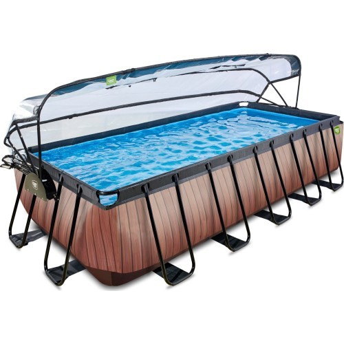 Бассейн EXIT Wood 540x250x122 см с куполом и песочным фильтр-насосом, коричневый