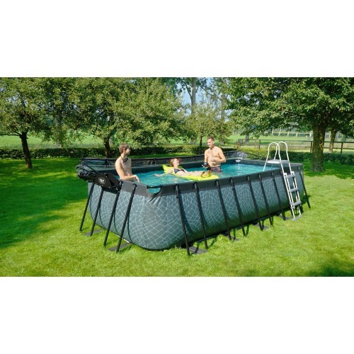 EXIT Wood pool 540x250x122cm with dome and sand filter pump - brown
