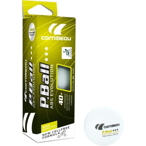 Cornilleau P-Ball ABS Evolution 3*** galda tenisa bumbiņas, baltas, 3 gab.