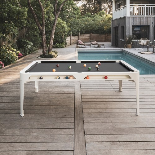 Hyphen Outdoor Pool table White Frame / Dark Grey Cloth - Dark Grey - No top