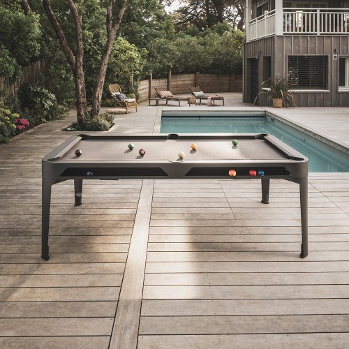 Hyphen Outdoor Pool table Black Frame / Light Grey Cloth - Dark Grey - No top
