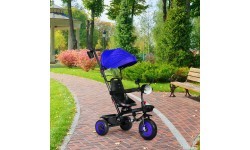 Bērnu trīsriteņu ratiņi 3in1 grozāms sēdeklis ar jumtiņu zils ECOTOYS