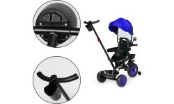 Bērnu trīsriteņu ratiņi 3in1 grozāms sēdeklis ar jumtiņu zils ECOTOYS