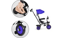 Bērnu trīsriteņu ratiņi 3in1 grozāms sēdeklis ar jumtiņu zils ECOTOYS