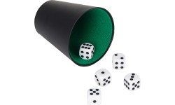 Dice cup 9 cm including 5 dice