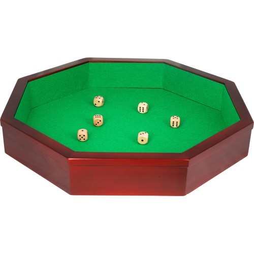 Dice tray octagonal brown