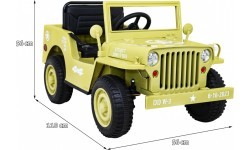 Elektromobilis bērniem, retro militārais apvidus auto