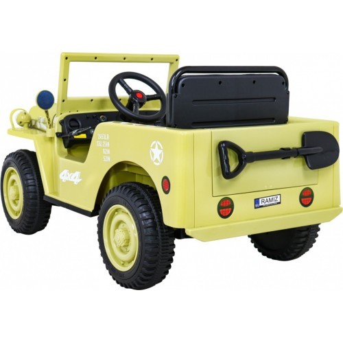 Elektromobilis bērniem, retro militārais apvidus auto