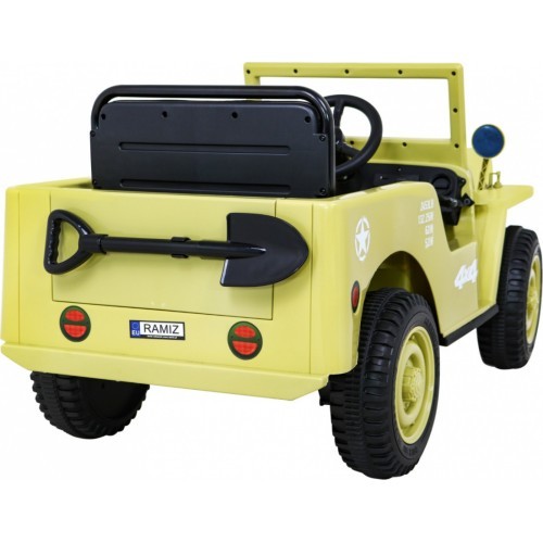 Elektromobilis bērniem, retro militārais apvidus auto