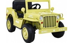 Elektromobilis bērniem, retro militārais apvidus auto