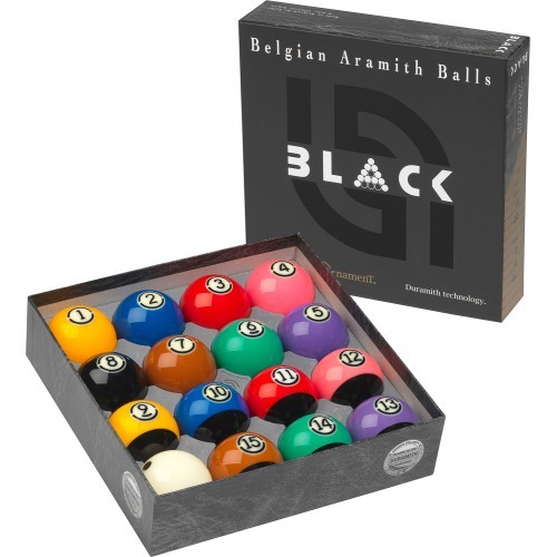 Biljarda bumbiņu komplekts Aramith US Tournament TV Black Pool 57,2mm