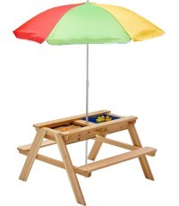 Plum Surfside smilšu ūdens piknika galds ar saulessargu