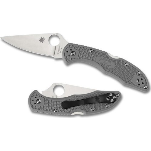 Saliekamais nazis Spyderco C11FPGY Delica 4, Flat Ground, pelēks