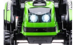 Bērnu elektromobilis traktors ar ekskavatoru, zaļš