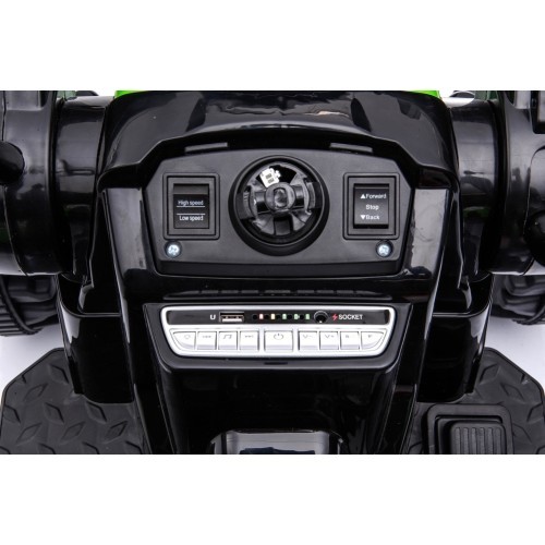 Bērnu elektromobilis traktors ar ekskavatoru, zaļš