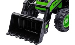 Bērnu elektromobilis traktors ar ekskavatoru, zaļš