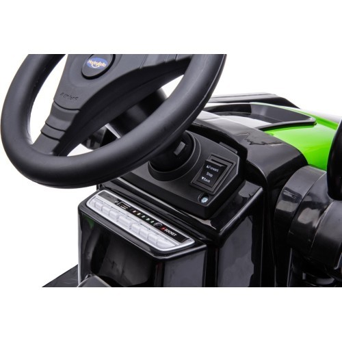 Bērnu elektromobilis traktors ar ekskavatoru, zaļš