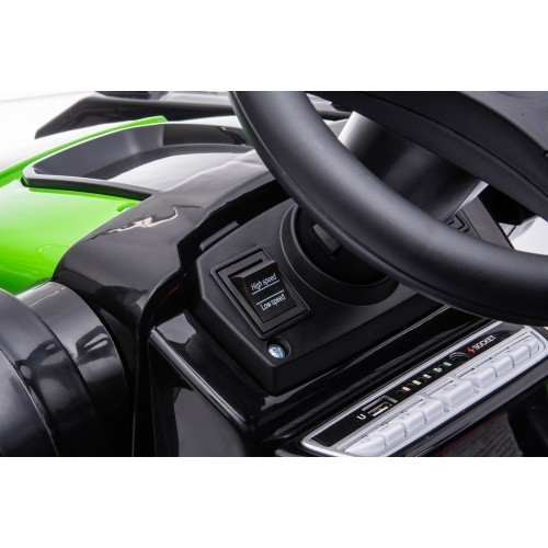 Bērnu elektromobilis traktors ar ekskavatoru, zaļš